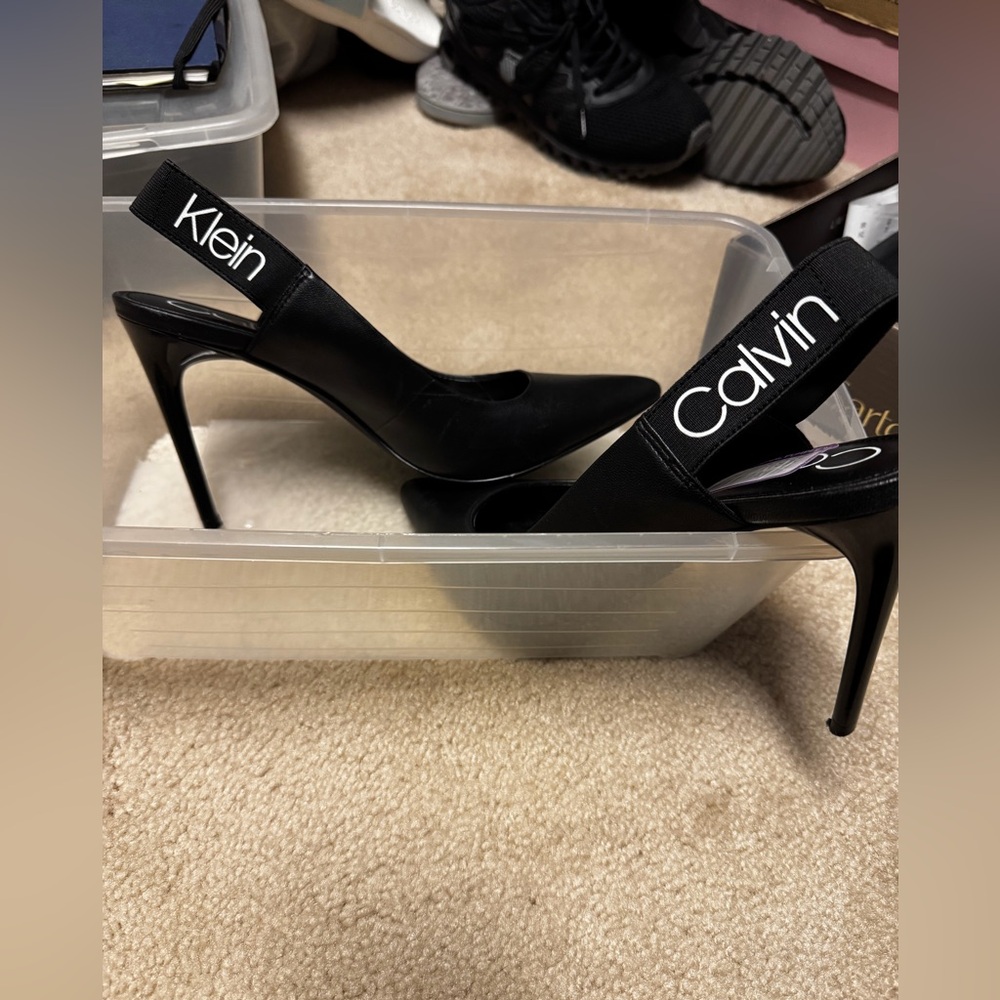 Calvin Klein Black Stiletto Slingbacks